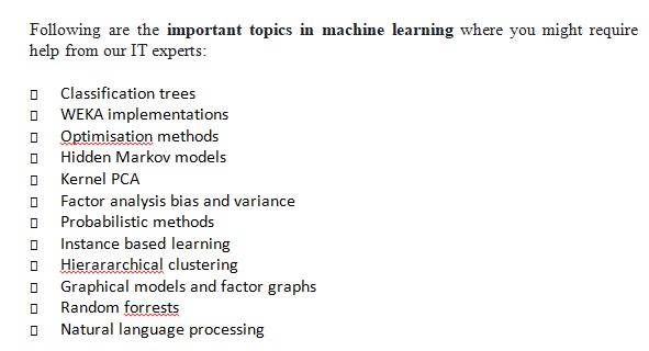 Machine Learning Assignment Help Topics