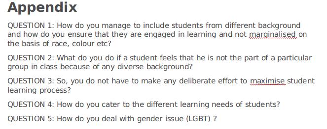 Questions Inclusive Education Assignment