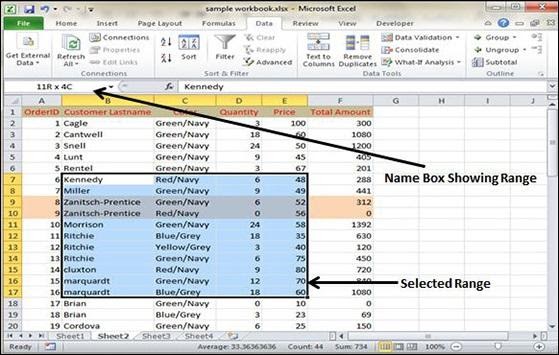 Ranges in Microsoft Excel