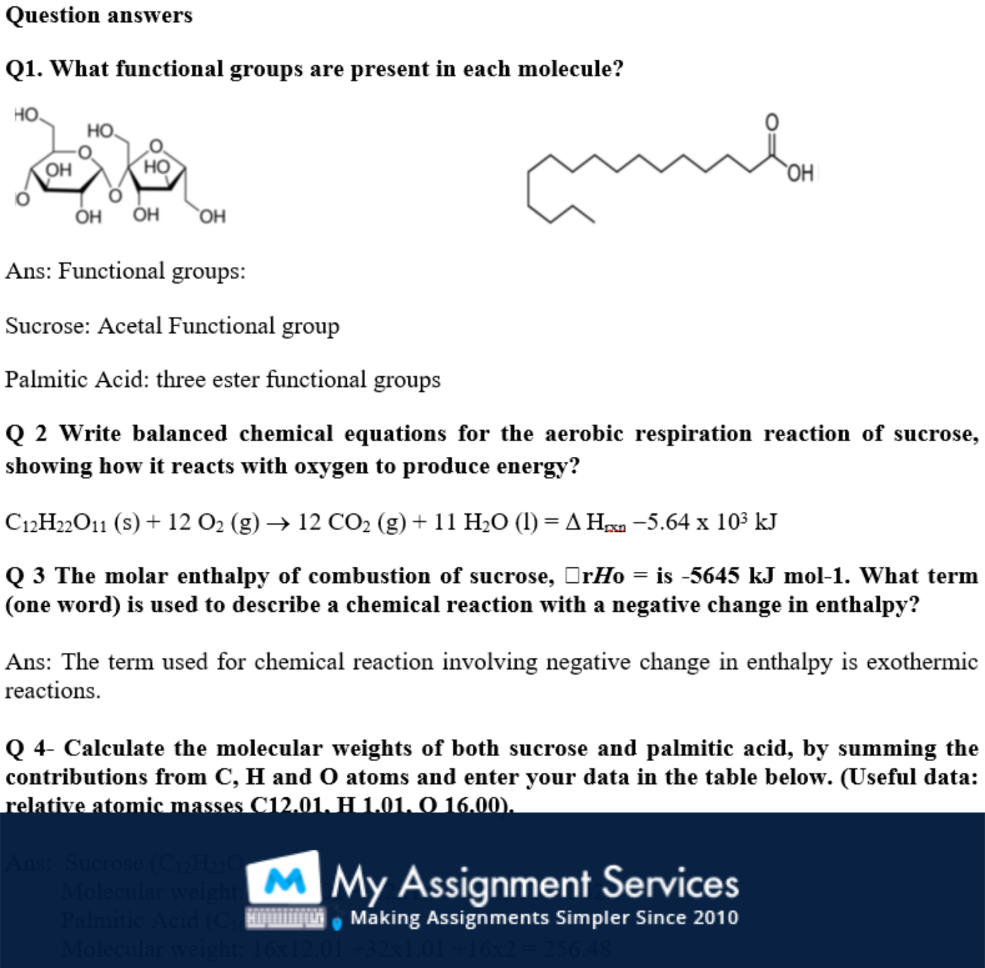 Chemistry Assignment Sample