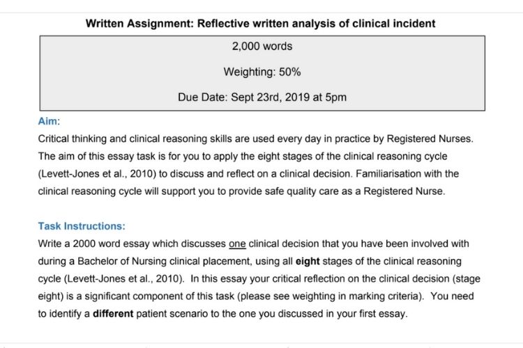 reflection essay assessment sample