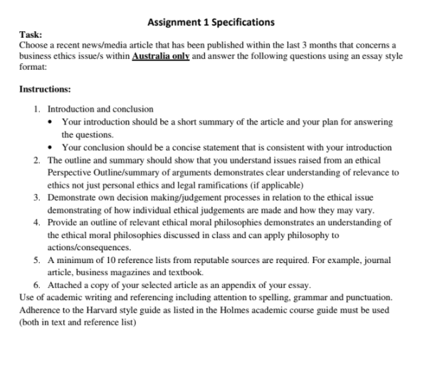 Business Ethics Assignment Sample