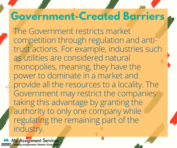 Government Created Barriers