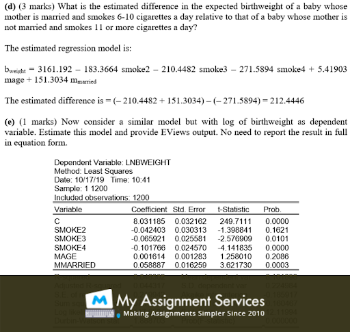 Econometrics assignment help