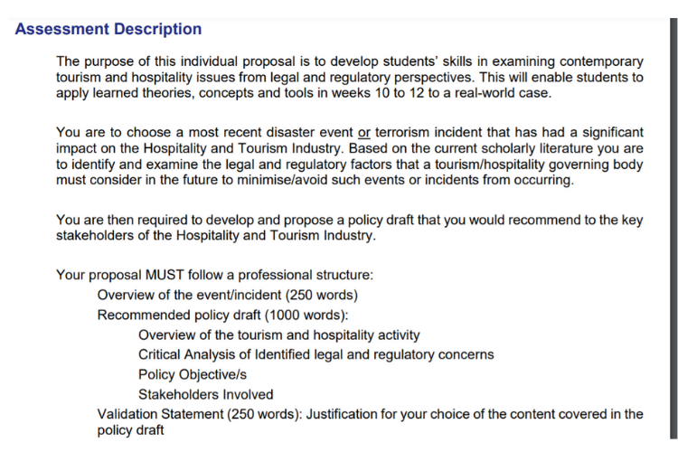 hospitality assignment sample