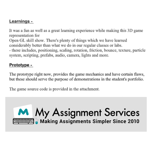 Gaming and Simulation Assignment Help Samples