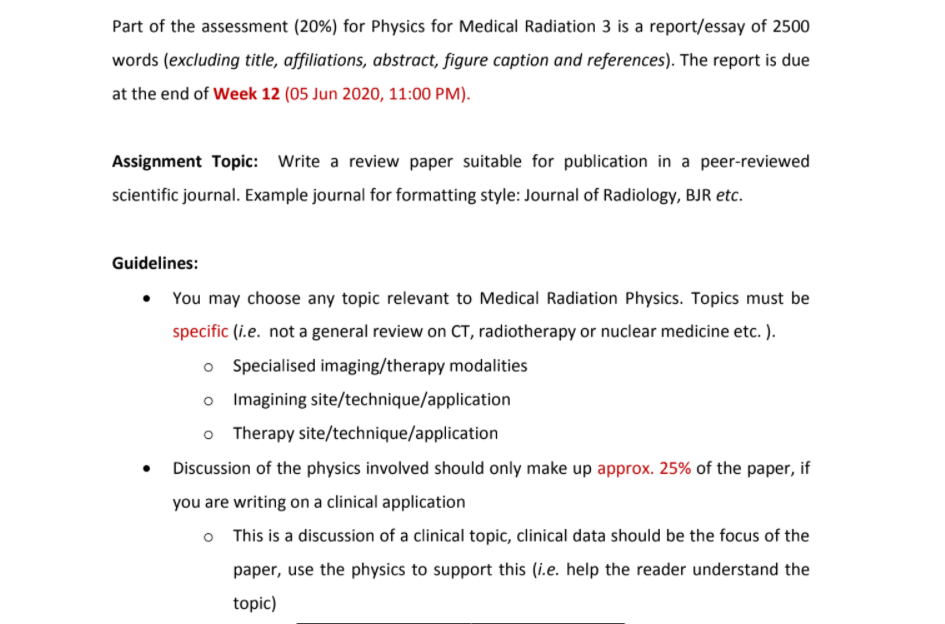 medical physics assignment help