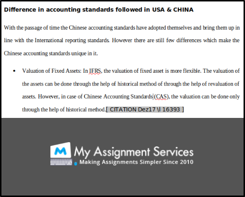 difference in accounting standard