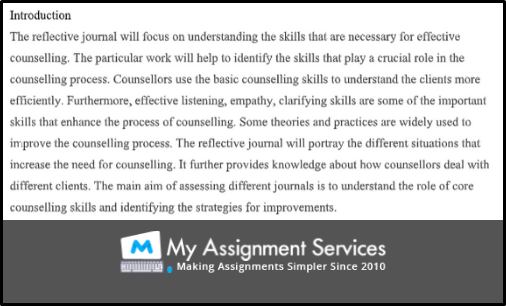 reflective journal assessment introduction