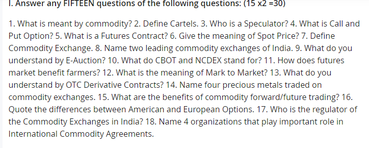 Commodity Trade Assignment 