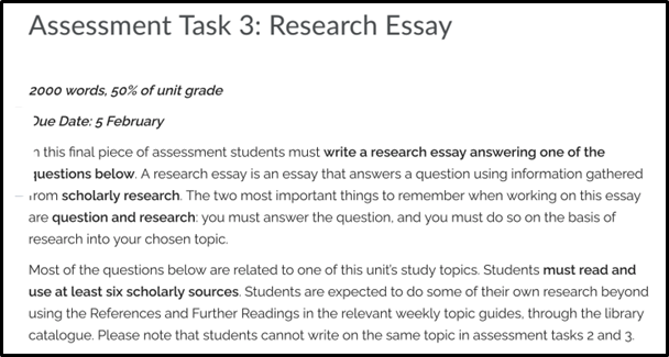 assessment task 3 research essay