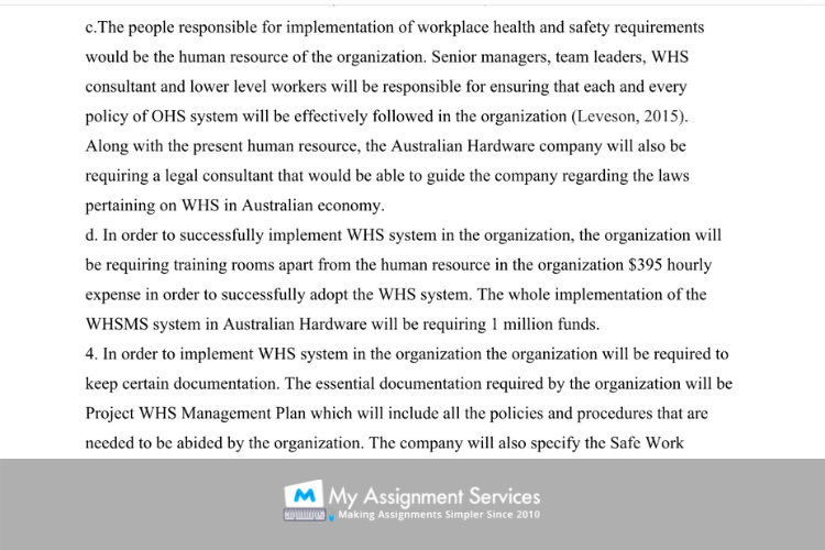 WHS Management Systems assignment