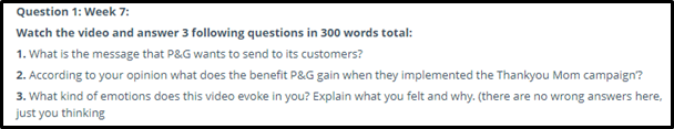 marketing assignment sample question