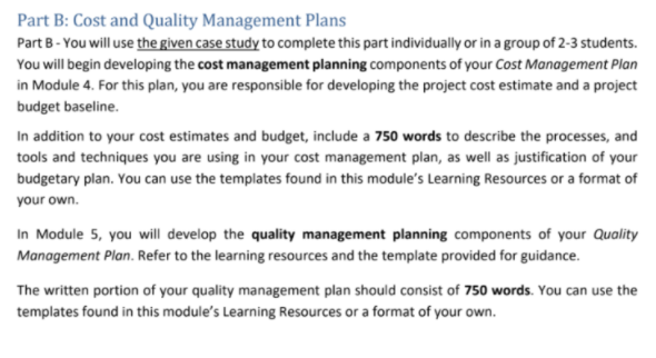 Cost and quality management