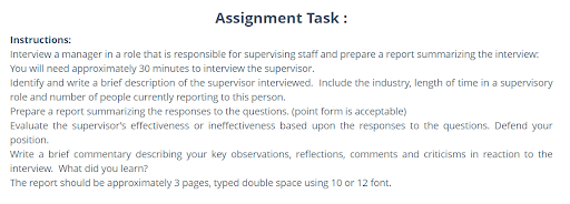 assignment task instruction on supervisor interview