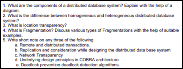 distributed database questions