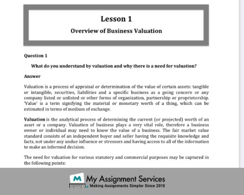 Firm Valuation Assignment Sample one