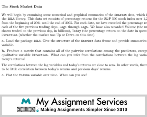 Stock Market Assignment Sample