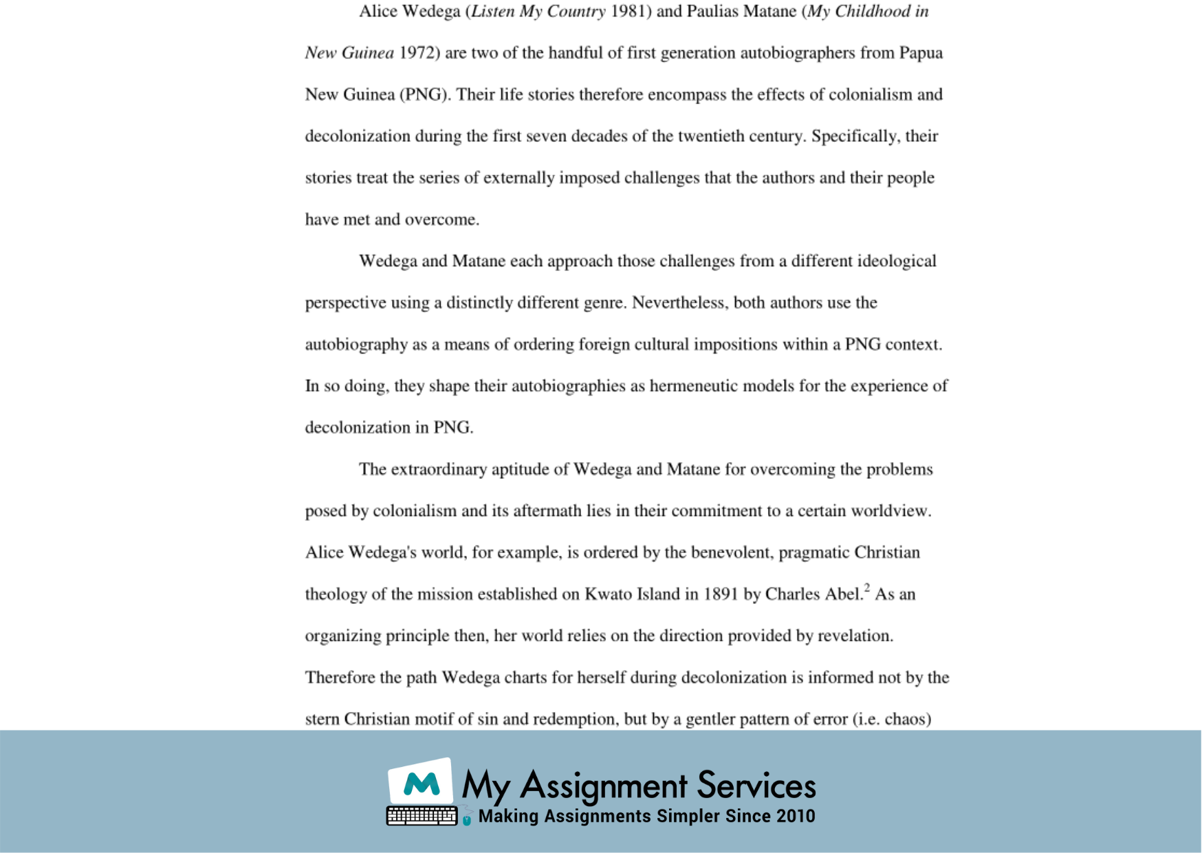Example of a Published One Page Essay