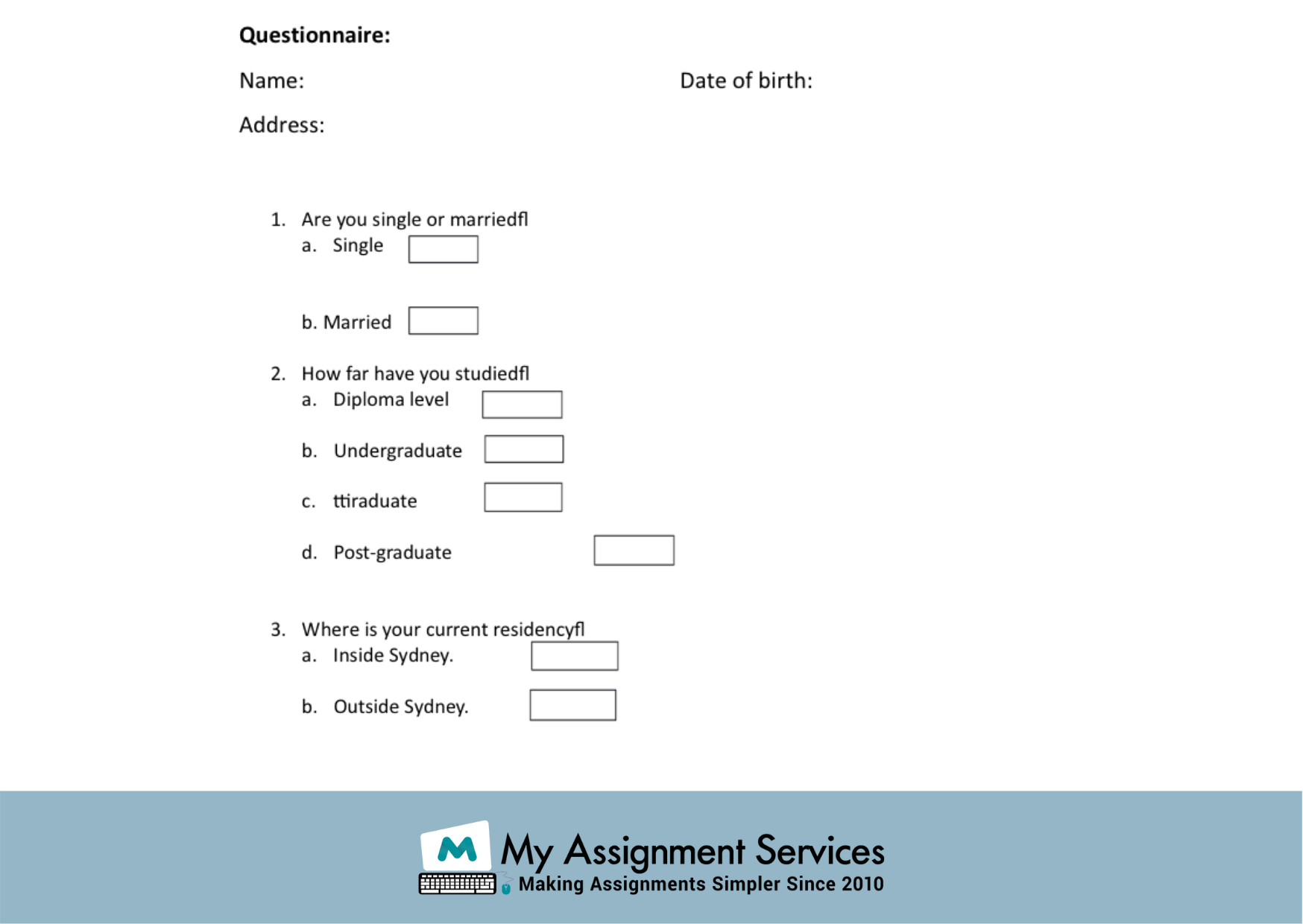 sample of research and questionnaire at my assignment services