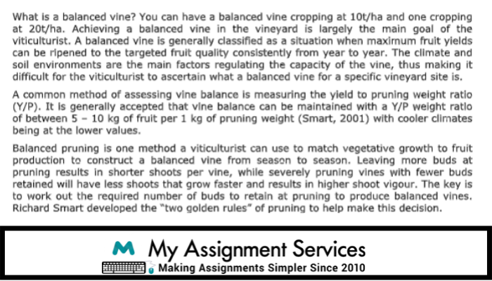 Viticulture and Oenology Assignment Sample