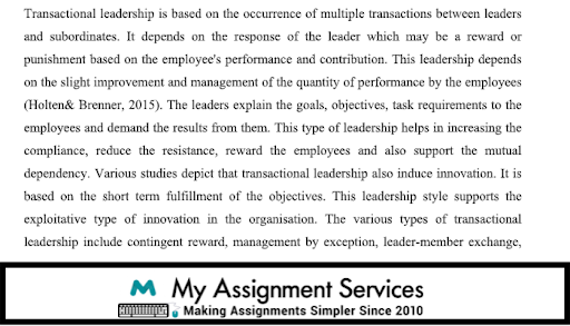 transactional leadership essay sample