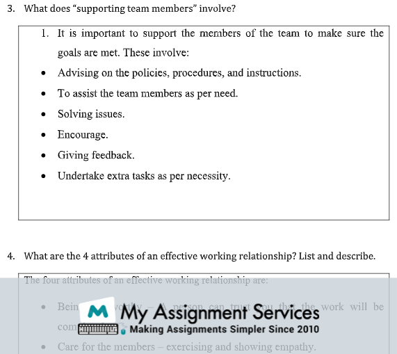 bsbwor502 assessment answers sample at my assignment services in australia
