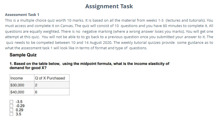 ECON 1020 Prices and Market Assignment Samples