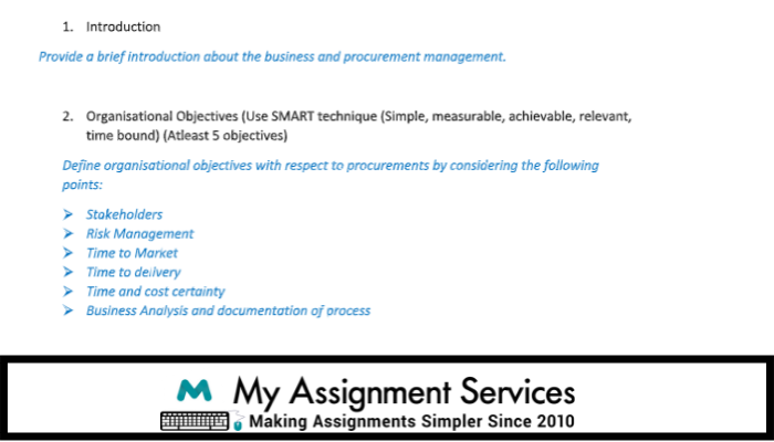 establish strategic procurement context assignment sample two