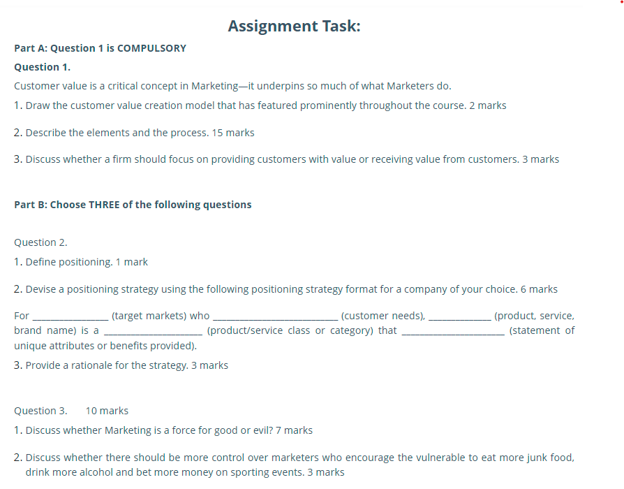 how to make assignment of marketing