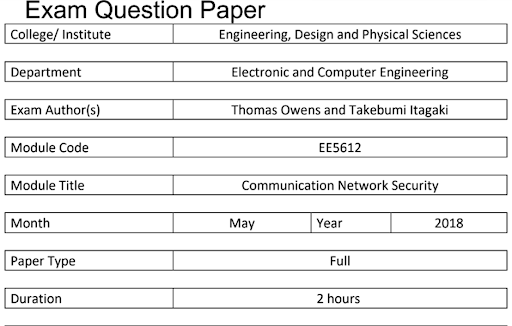 Network Security Assignment Question Paper